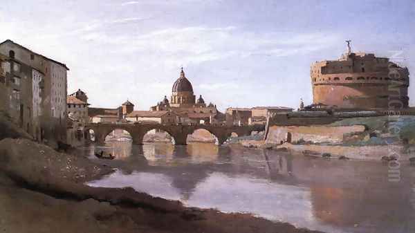 View of St. Peter's and the Castel Sant'Angelo Oil Painting by Jean-Baptiste-Camille Corot