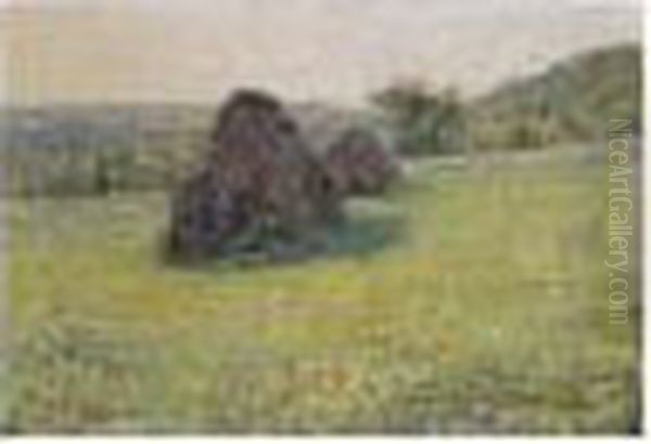 Haystacks Oil Painting by Wynford Dewhurst