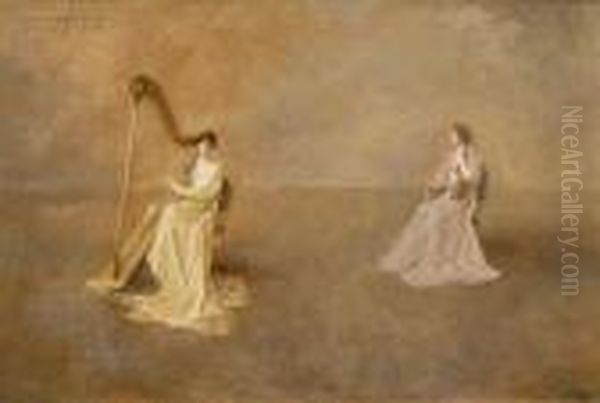 The Duet Oil Painting by Thomas Wilmer Dewing