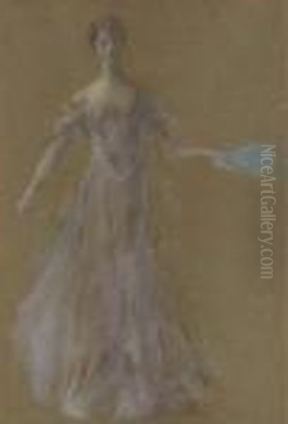 Lady In A Lavender Dress Oil Painting by Thomas Wilmer Dewing