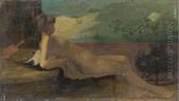 Reclining Nude Oil Painting by Thomas Wilmer Dewing