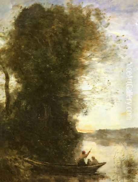 Landscape with a Lake Oil Painting by Jean-Baptiste-Camille Corot