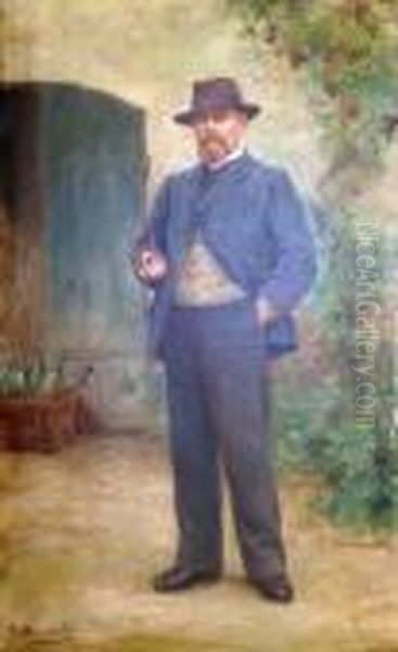 Portrait D'homme A La Pipe Oil Painting by Theophile Louis Deyrolle