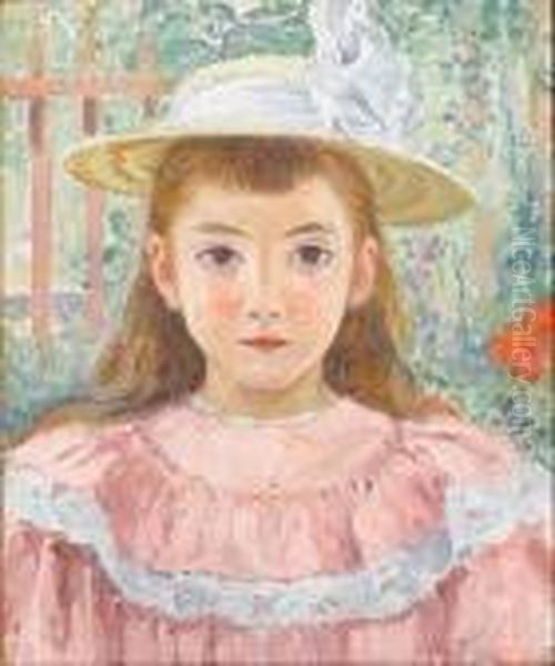 Jeune Fille A La Robe Rose Oil Painting by Emile Alfred Dezaunay