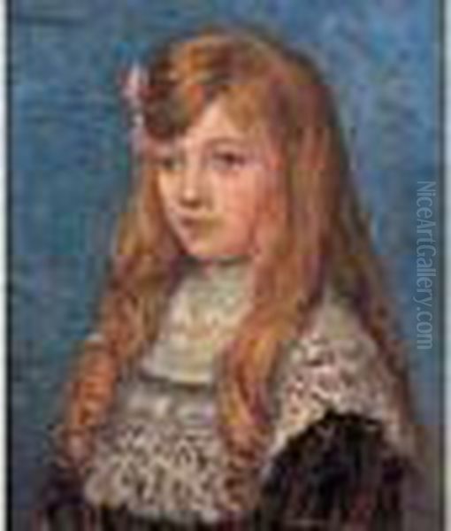 Portrait De Jeune Fille Oil Painting by Emile Alfred Dezaunay