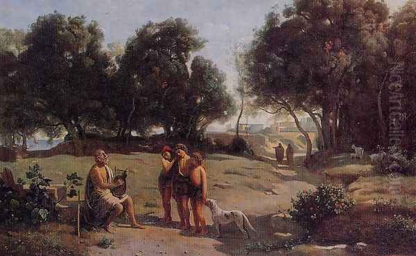 Homer and the Shepherds Oil Painting by Jean-Baptiste-Camille Corot