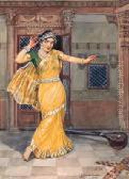 Dancer Oil Painting by Mahadev Vishvanath Dhurandhar