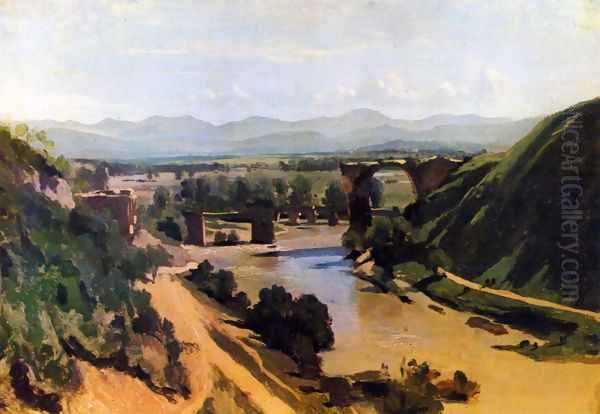 The Bridge at Narni Oil Painting by Jean-Baptiste-Camille Corot