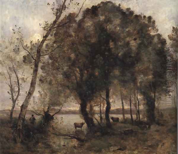 The Lake 1861 Oil Painting by Jean-Baptiste-Camille Corot