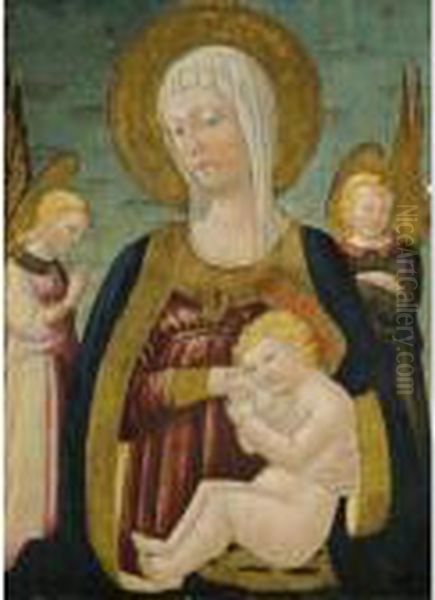 Madonna And Child With Angels Oil Painting by Bicci Di Neri