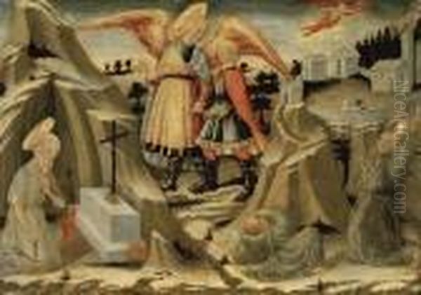 Tobias And The Angel, The 
Penitence Of Saint Jerome And The Stigmatization Of Saint Francis Oil Painting by Bicci Di Neri