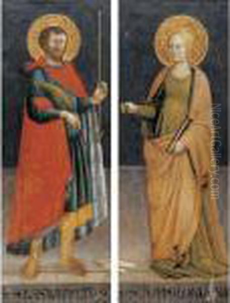 Saints Sebastian And Apollonia Oil Painting by Bicci Di Neri