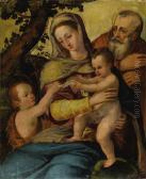 Holy Family With Saint John The Baptist Oil Painting by Agnolo Bronzino