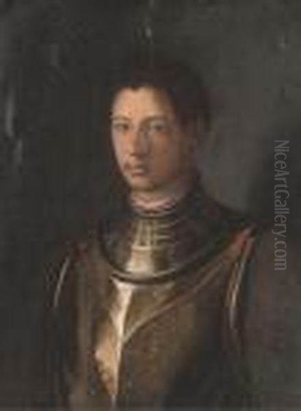 Portrait Of A Gentleman, Bust-length, In Armour Oil Painting by Agnolo Bronzino