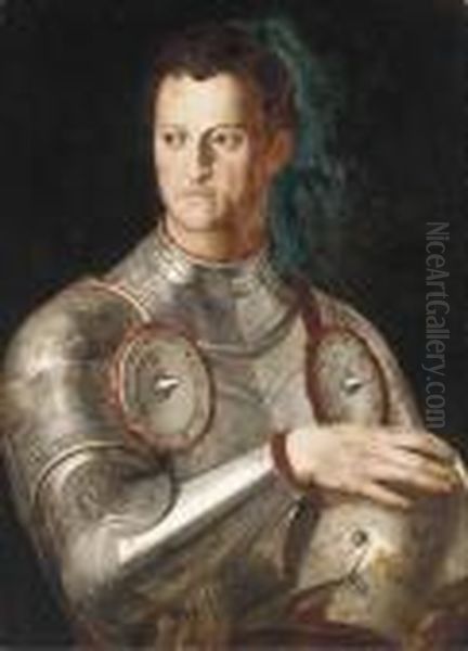 Portrait Of Cosimo De' Medici, Half-length Wearing Armour Oil Painting by Agnolo Bronzino