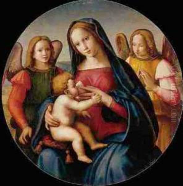 Madonna And Child With Adoring Angels Oil Painting by Ridolfi Domenico Di Ghirlandaio