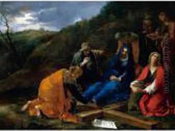 The Three Maries Lamenting At The Foot Of The Cross Oil Painting by Andrea Di Lione