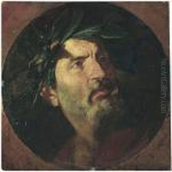 Study Of The Head Of An Old Man Crowned With Laurel, Probably A Poet Oil Painting by Andrea Di Lione