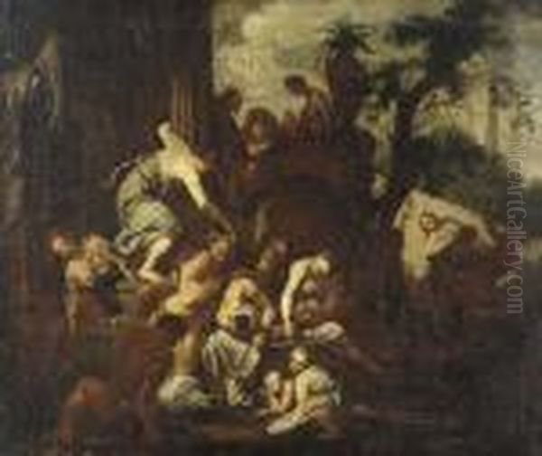 A Bacchanal Oil Painting by Andrea Di Lione