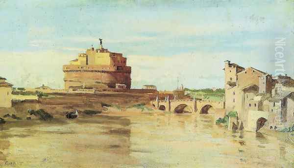 Saint Angelo and Tíber Castle Oil Painting by Jean-Baptiste-Camille Corot