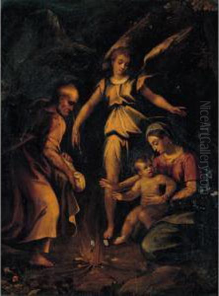 The Rest On The Flight Into Egypt Oil Painting by Rutilio Lorenzo Di Manetti