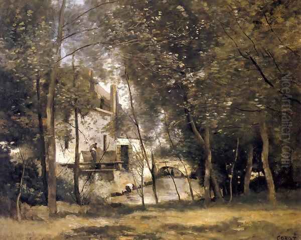 Mill at Saint-Nicolas-les-Arras Oil Painting by Jean-Baptiste-Camille Corot