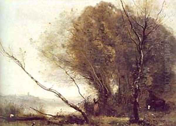 The Bent Tree Oil Painting by Jean-Baptiste-Camille Corot