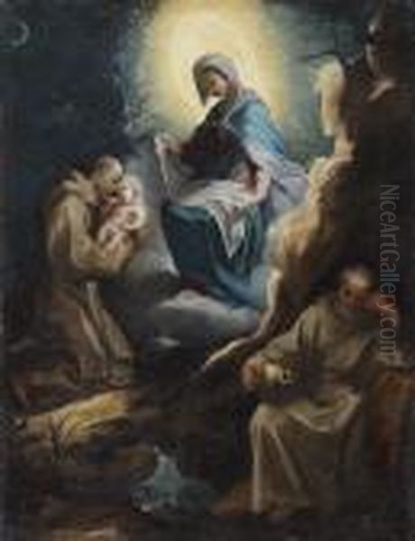 Saint Antoine Recevant L'enfant Jesus De La Vierge Oil Painting by Ventura Salimbeni