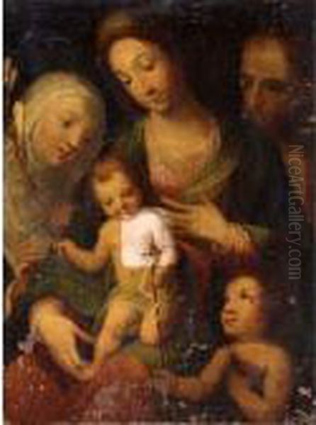 The Holy Family With Saint Catherine Of Siena And The Infant Saint John The Baptist Oil Painting by Ventura Salimbeni