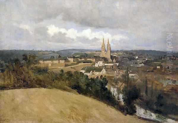 View of Saint Lo with the River Vire in the Foreground Oil Painting by Jean-Baptiste-Camille Corot