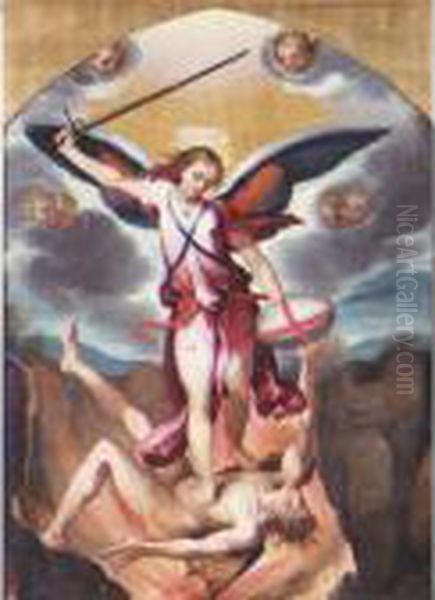 Saint Michael Overcoming Satan Oil Painting by Ventura Salimbeni