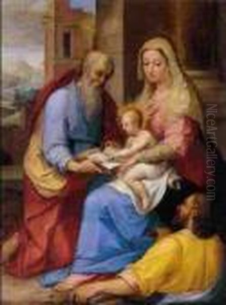 The Holy Family With Saint Jerome by Ventura Salimbeni