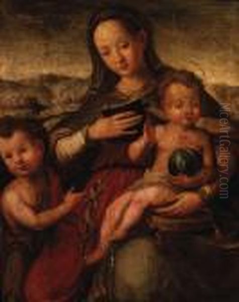 The Madonna And Child With The Infant Saint John The Baptist Oil Painting by Ventura Salimbeni