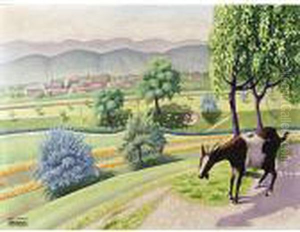 Paesaggio Asolano Oil Painting by Cagnaccio Di San Pietro