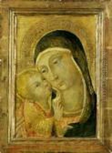 Madonna Mit Kind Vor Goldgrund. Oil Painting by Ansano Mancio Di Sano Di Pietro