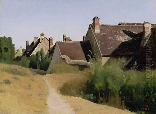 Houses near Orleans Oil Painting by Jean-Baptiste-Camille Corot