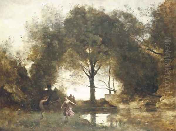 Nymphes et faunes Oil Painting by Jean-Baptiste-Camille Corot