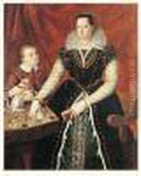 Portrait De Jeune Femme Et De Son Fils Oil Painting by Santi Di Tito