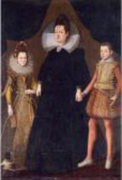 Portrait Of A Mother And Her Two Children Oil Painting by Tiberio di Tito