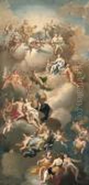 The Triumph Of The Gods, A Modello For A Ceiling Oil Painting by Giacinto Diano