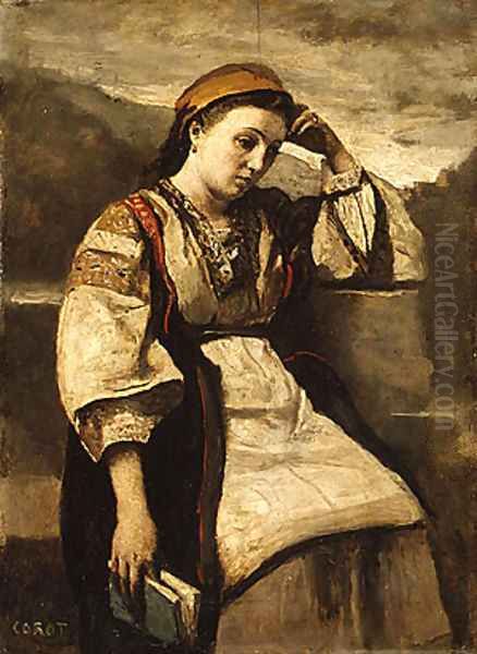 Reverie Oil Painting by Jean-Baptiste-Camille Corot