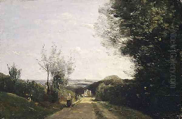 The Environs of Paris 1860s Oil Painting by Jean-Baptiste-Camille Corot