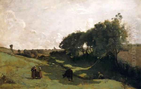 The Vale Oil Painting by Jean-Baptiste-Camille Corot