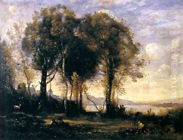 Goat-herds Oil Painting by Jean-Baptiste-Camille Corot