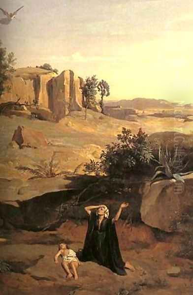 Hagar In The Wilderness Detail 1835 Oil Painting by Jean-Baptiste-Camille Corot