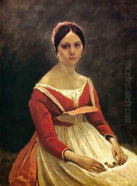 Young Woman (Madame Legois) Oil Painting by Jean-Baptiste-Camille Corot