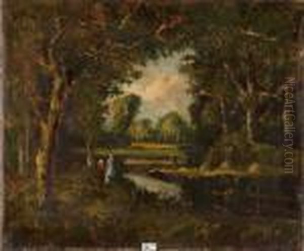 Paysage Anime Au Ruisseau Oil Painting by Narcisse Virgilio Diaz De La Pena