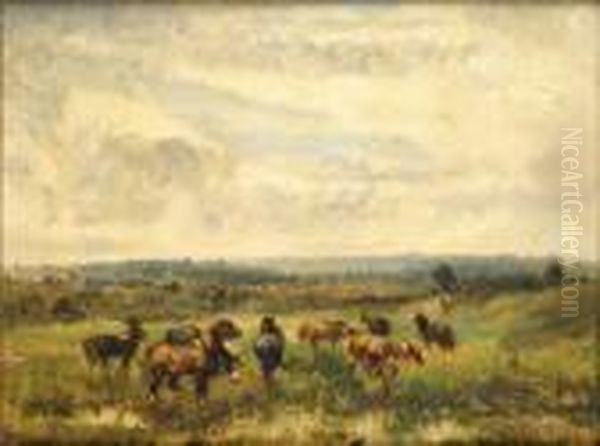 Chevaux Dans La Lande Oil Painting by Narcisse Virgilio Diaz De La Pena