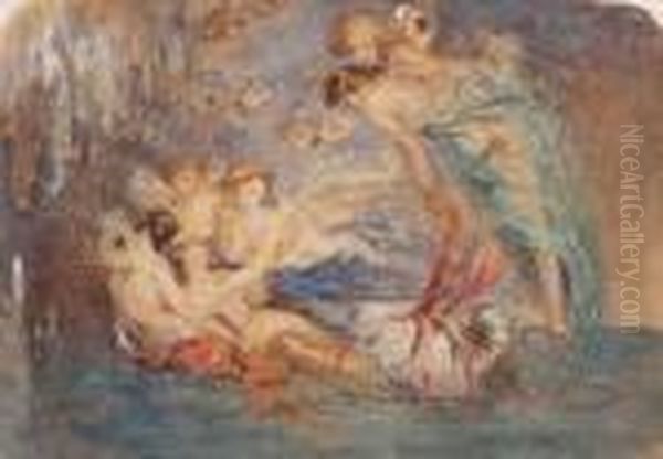 Venus Im Kreis Von Drei Nymphen Oil Painting by Narcisse Virgilio Diaz De La Pena