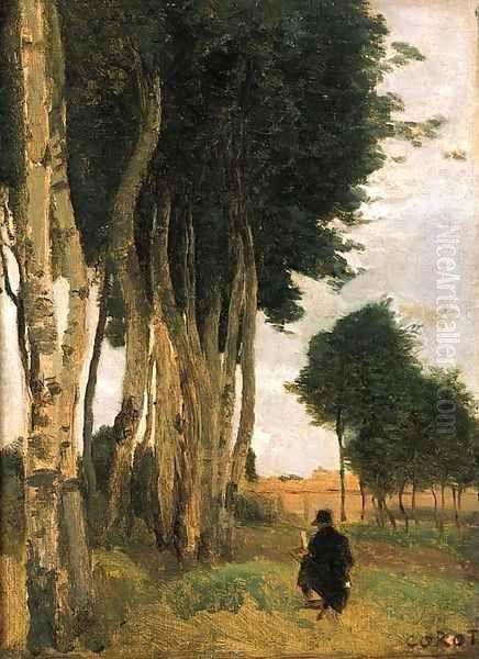 Douai, Glacis des fortifications, pres la Porte Notre-Dame Oil Painting by Jean-Baptiste-Camille Corot